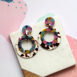 Acrylic Resin Drop Dangle Earrings Multi Circle